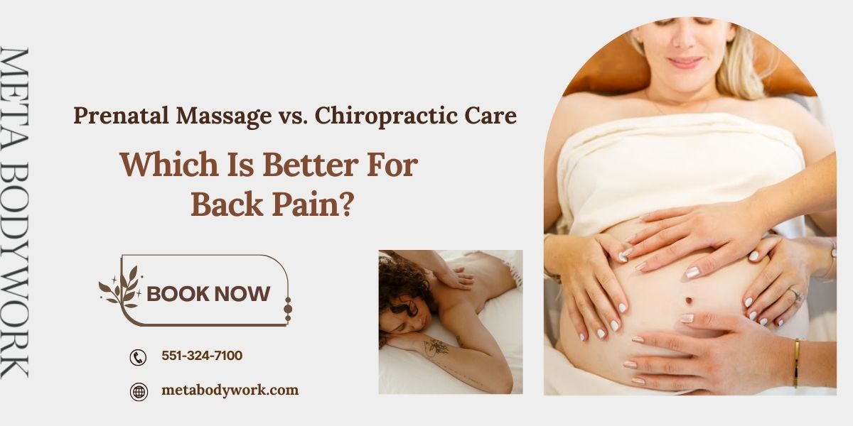 Pregnant woman enjoying a relaxing prenatal massage at META Bodywork in Jersey City, designed to relieve back pain and promote comfort during pregnancy.