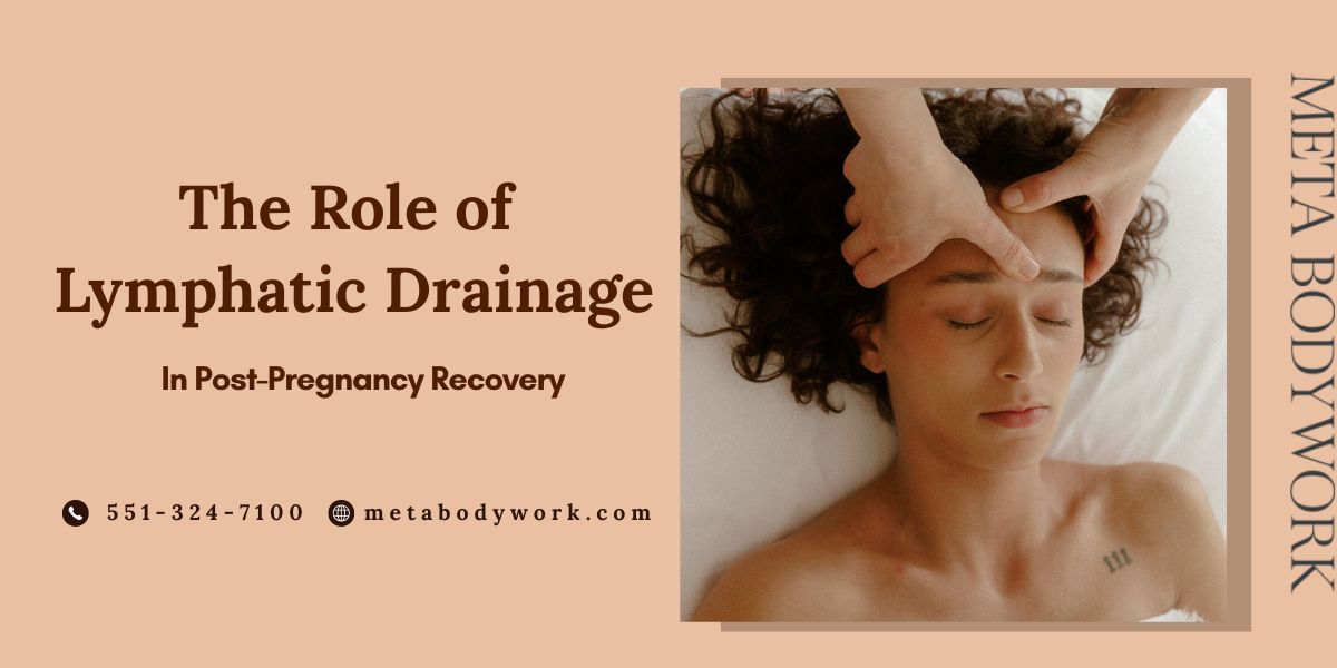 New mother receiving a gentle lymphatic drainage massage to help reduce postpartum swelling and support recovery after pregnancy at a wellness studio in Jersey City.
